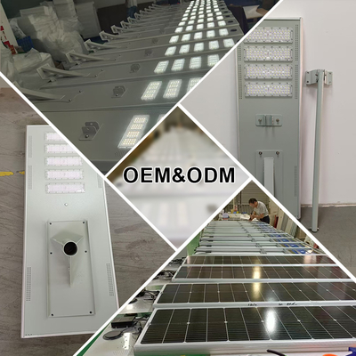 200w High Lumen Vertical Aluminum Integrated Solar Panel Lamp Street Lighting 5000 Lumens All in One Solar Street Led Light