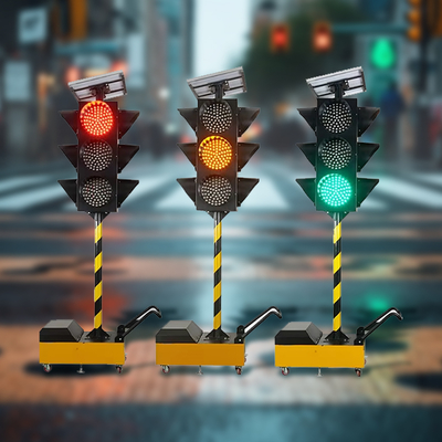 Red Green Yellow 200mm 300mm Solar Powered Portable Traffic signal Lights Mobile Solar Traffic Light